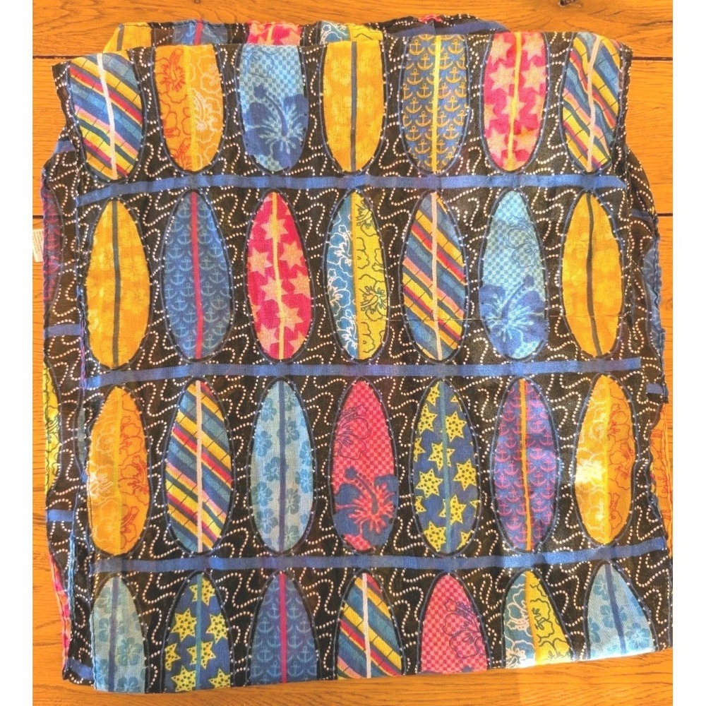 Colorful Surfboard Print Scarf 14"x62" Lightweight Polyester Wrap Summer...